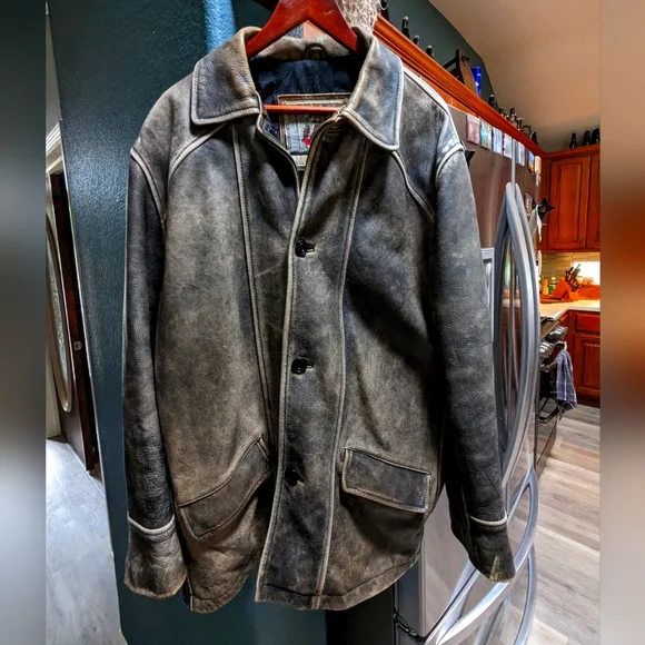 100% marbled leather coat